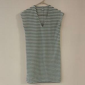 J. Crew Green and White Striped Mini Dress
